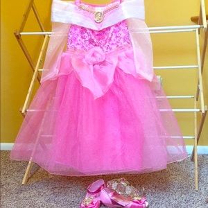 Authentic Disney Aurora Costume, Shoes & Tiara